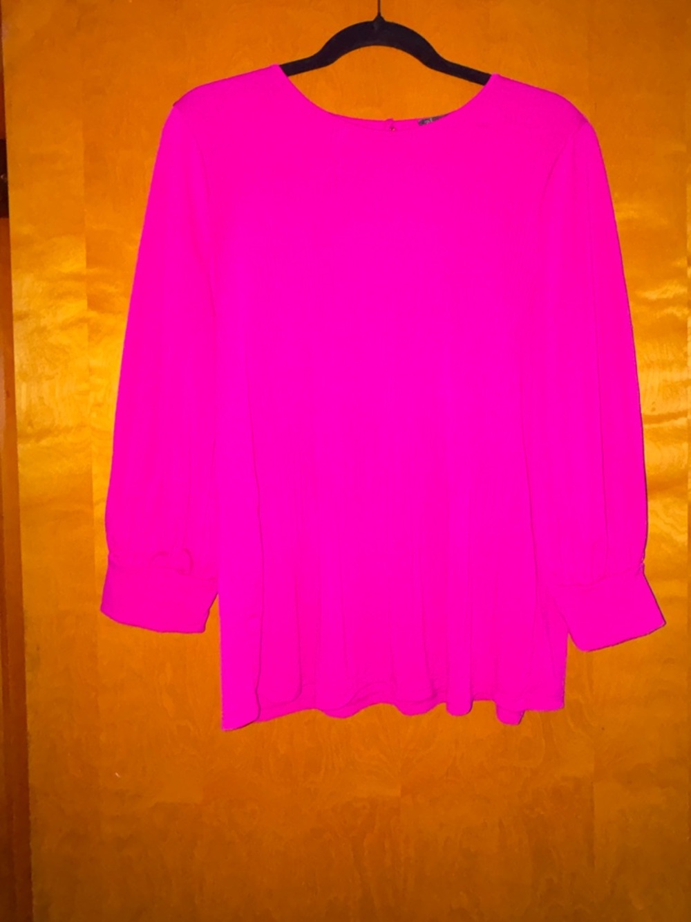 Adrianna Papell Neon Pink Long Sleeve Blouse